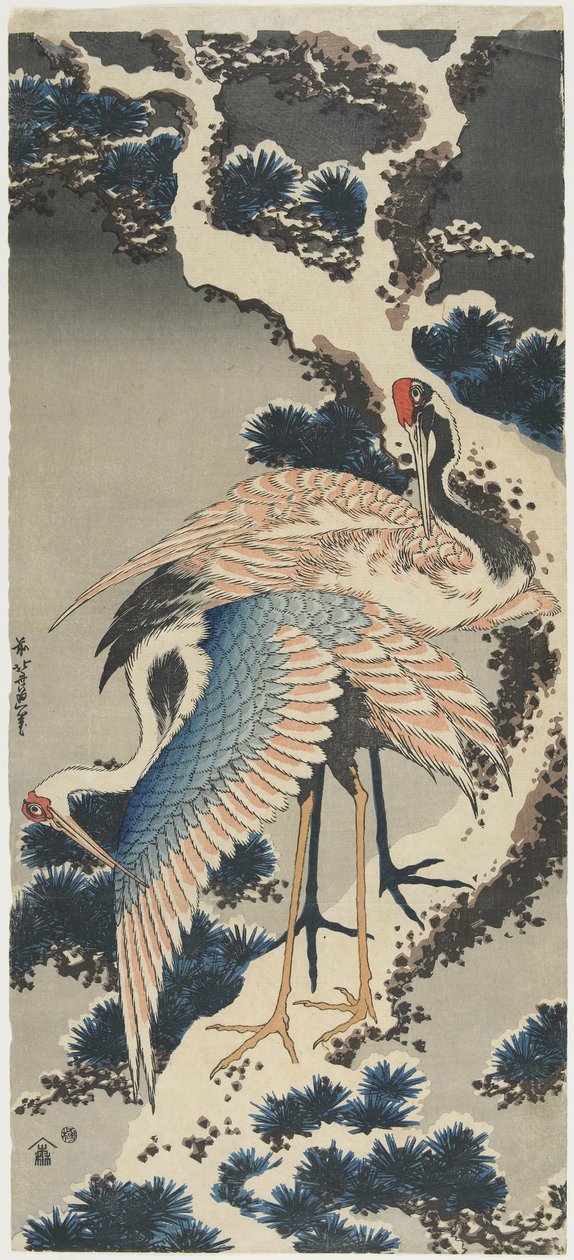 Cranes on Pine, ca. 1834 av Katsushika Hokusai