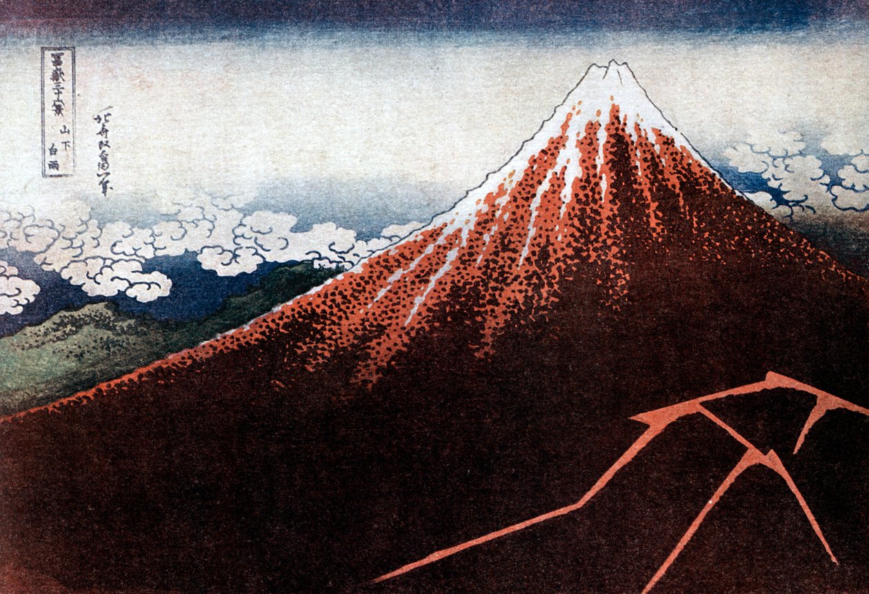 Fuji over lynet, c1823. av Katsushika Hokusai