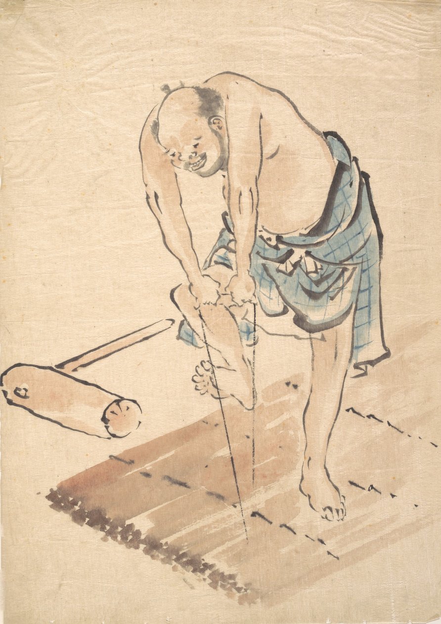 Mann på en flåte. av Katsushika Hokusai