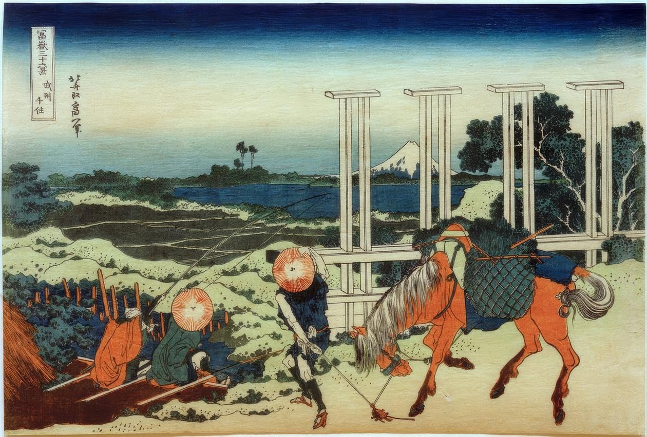 Senju i Musashi-provinsen av Katsushika Hokusai