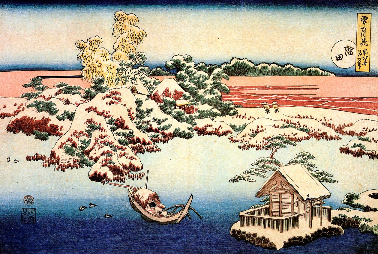 Snølandskap ved Sumida-elven, c1832. av Katsushika Hokusai