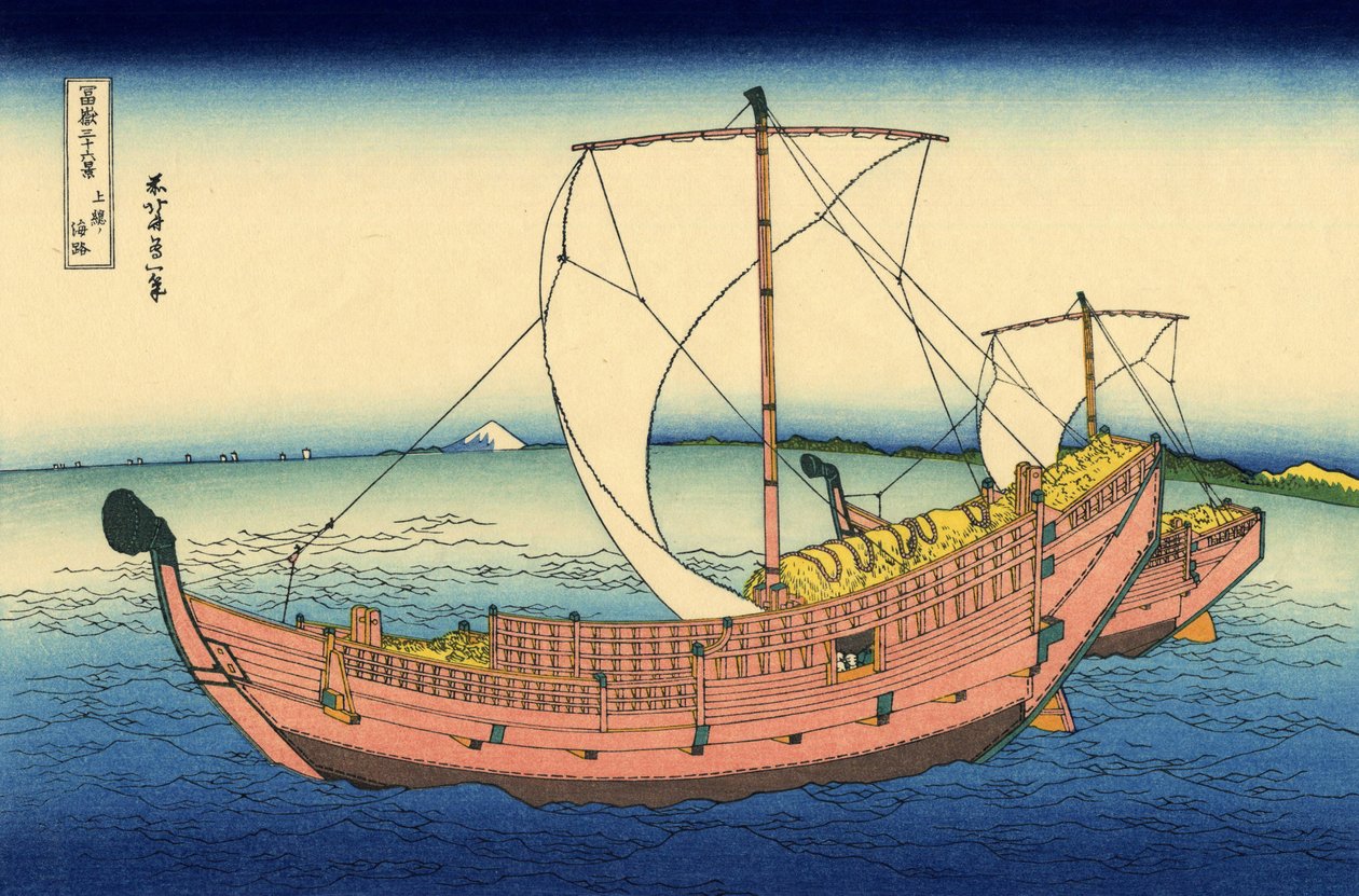 Kazusa sjøveien, ca. 1830 (treblokktrykk) av Katsushika Hokusai