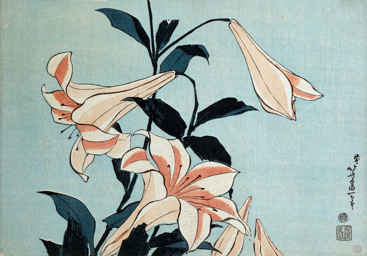 Trompetliljer av Katsushika Hokusai