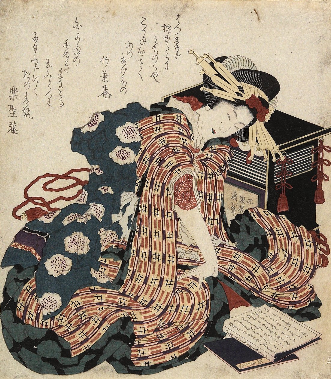 Kvinne leser en bok, 1822 av Katsushika Hokusai