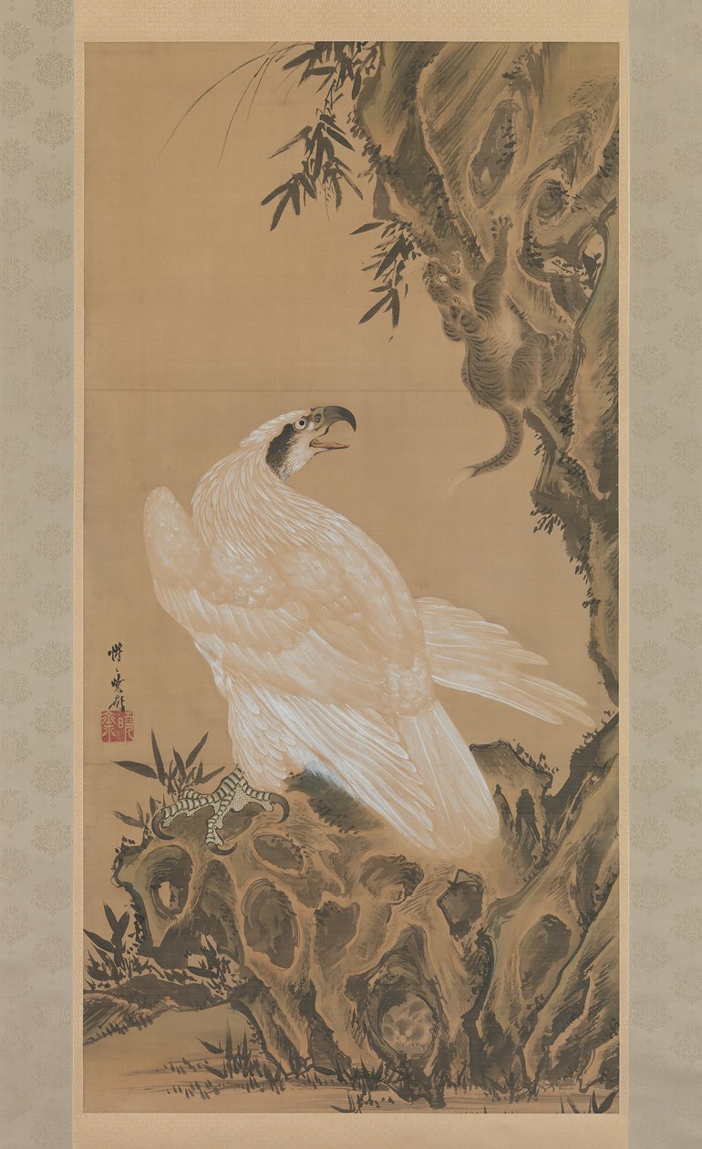 White Eagle Eyeing a Mountain Lion, 1885. av Kawanabe Kyosai