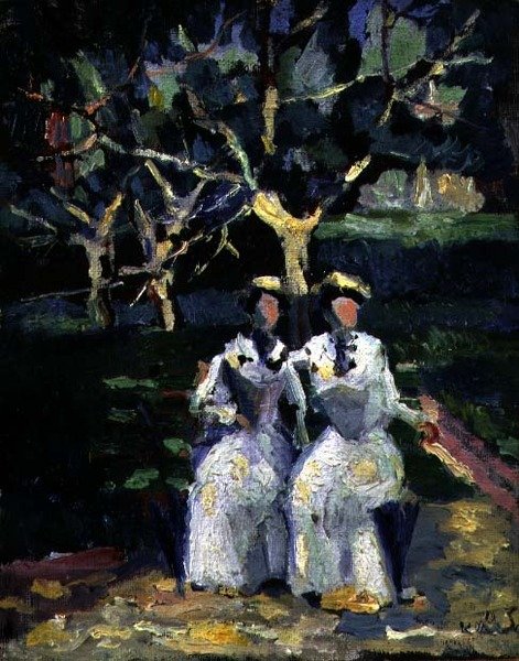 To kvinner i en hage av Kazimir Severinovich Malevich