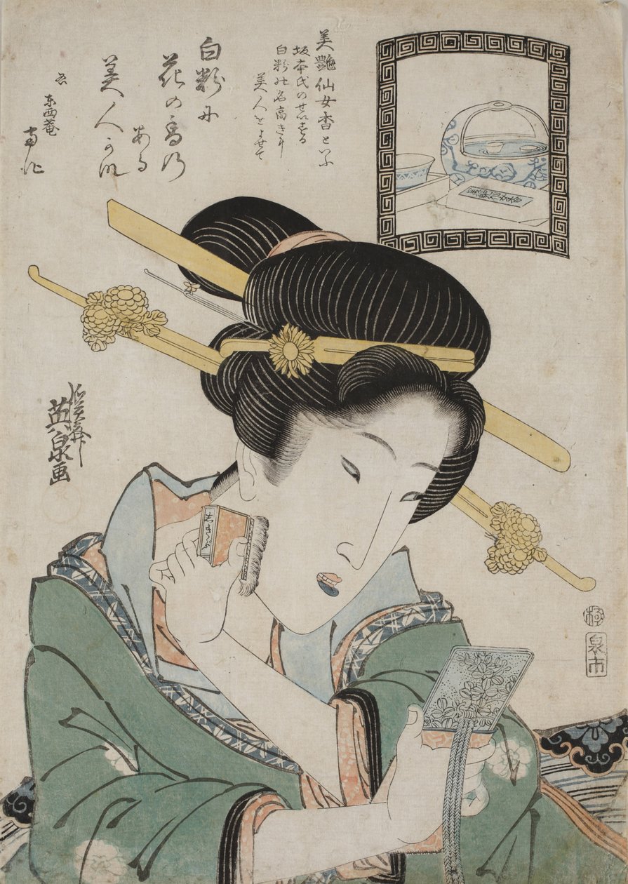 Bien Senjoko ansiktspudder, ca. 1824. av Keisai Eisen