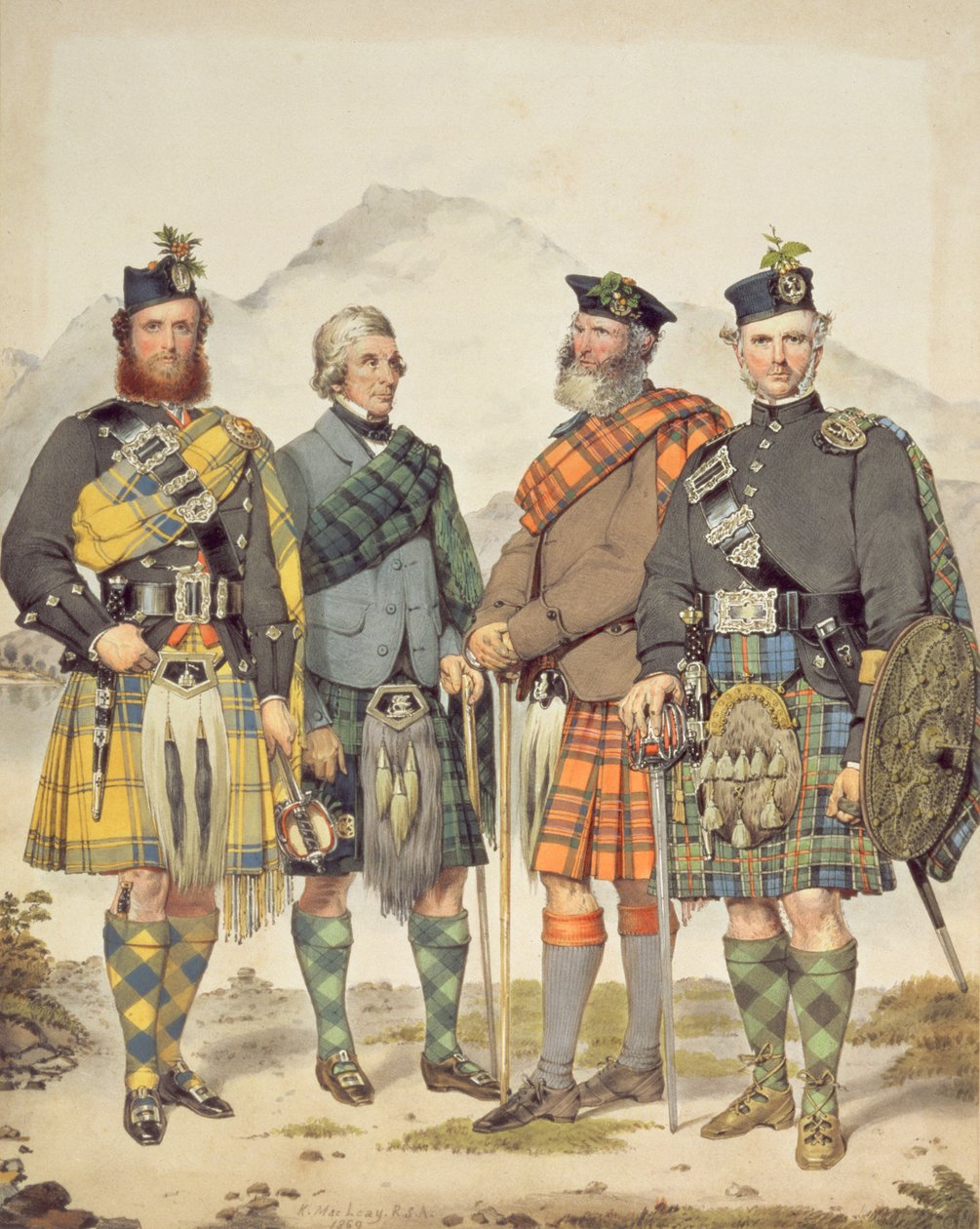 Fire herrer i Highland Dress, 1869 av Kenneth Macleay