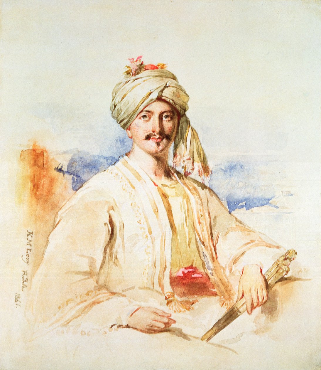 Portrett av en mann i orientalsk kjole, 1861 (akvarell på papir) av Kenneth Macleay