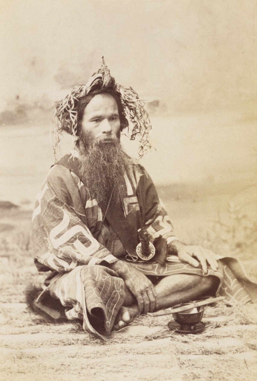 Ainu Man, ca. 1890-tallet (gelatinsølvtrykk) av Kenzô Tamoto