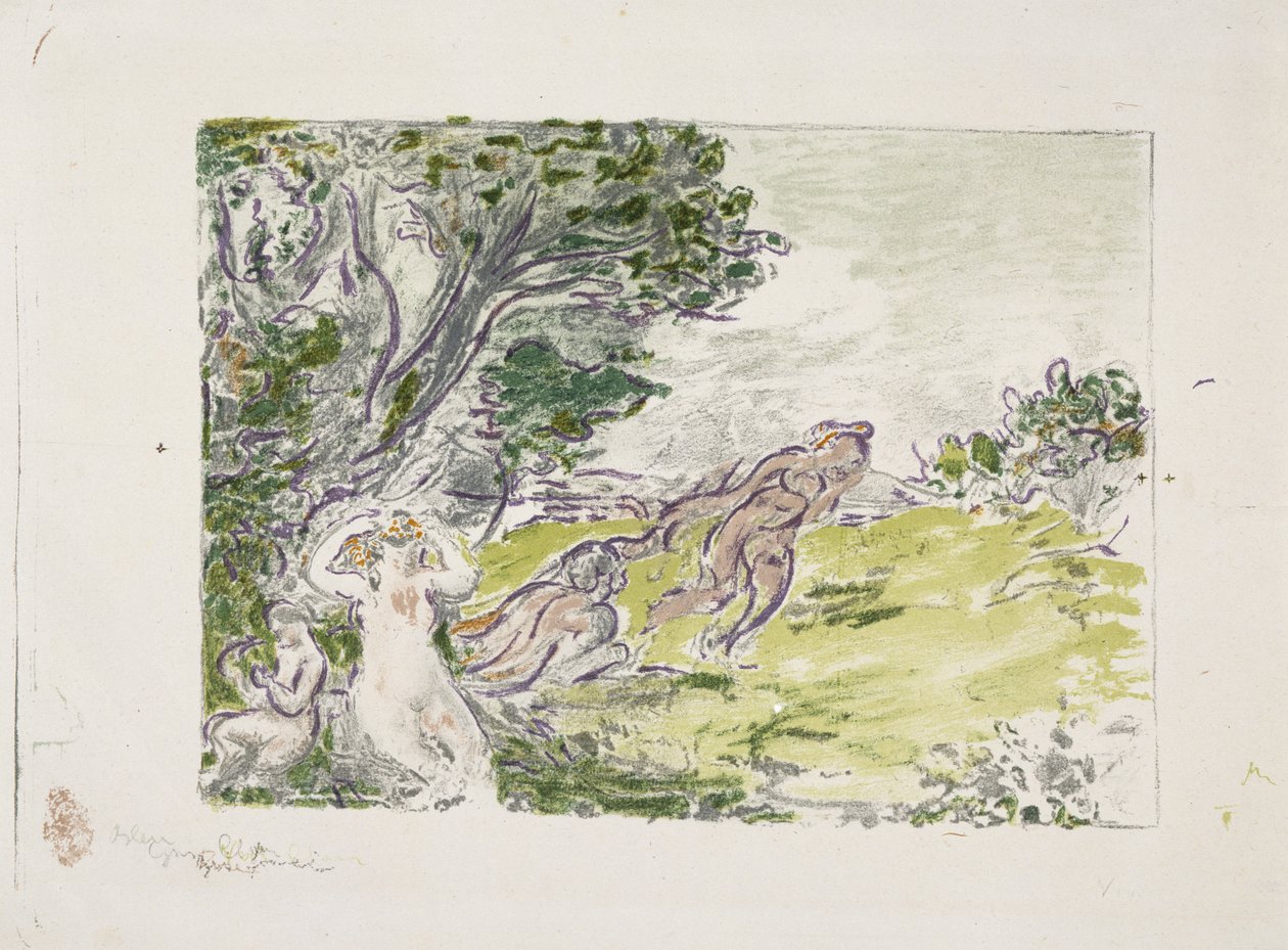 Sittende nymfe under et tre, 1900 (litografi i farger) av Ker Xavier Roussel