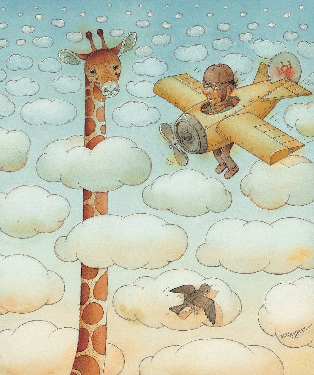 Giraffe, 2005 (wc på papir) av Kestutis Kasparavicius