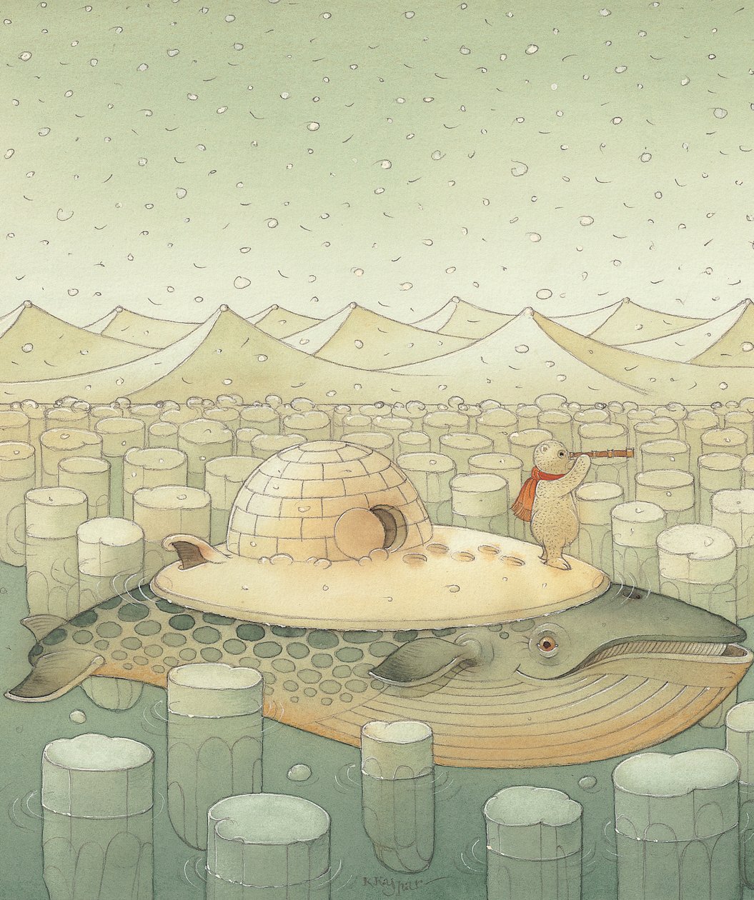 Island, 2005 (wc på papir) av Kestutis Kasparavicius