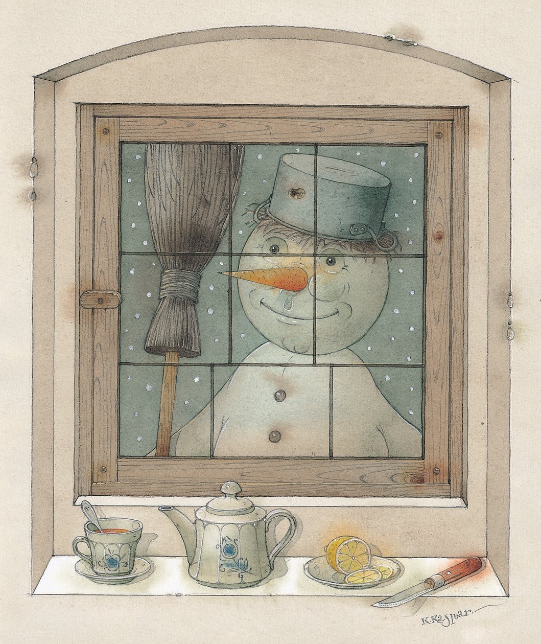 The Snowman, 2003 (wc på papir) av Kestutis Kasparavicius