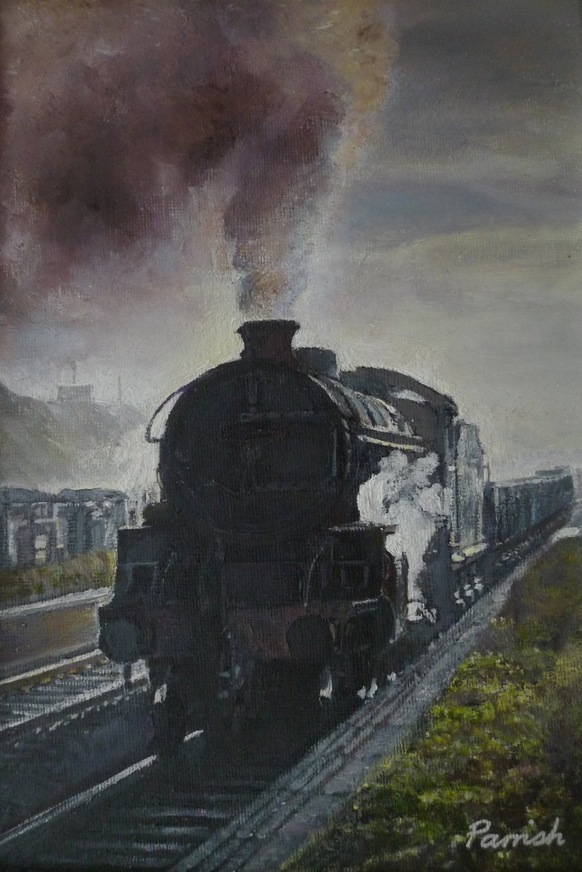 Tog kommer, 2013 av Kevin Guild of Railway Artist Parrish
