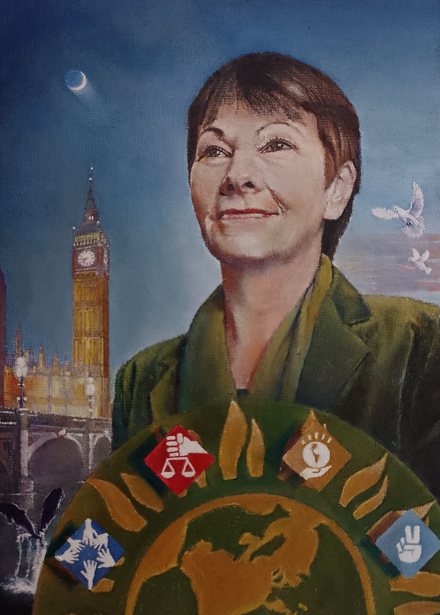 Caroline At Westminster (Green Party), 2022 (maleri) av Kevin Parrish