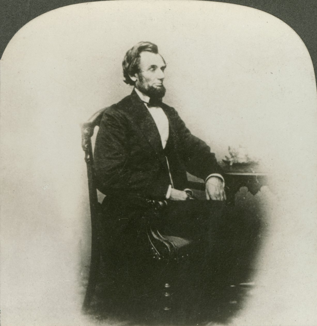Et sjeldent gammelt tredimensjonalt portrett av Abraham Lincoln (1809-65) av Keystone View Company