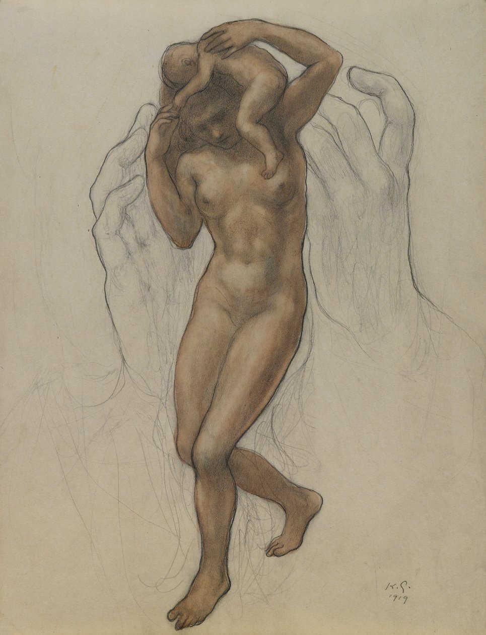 The Burden, 1919 (wc og grafitt på papir) av Khalil Gibran