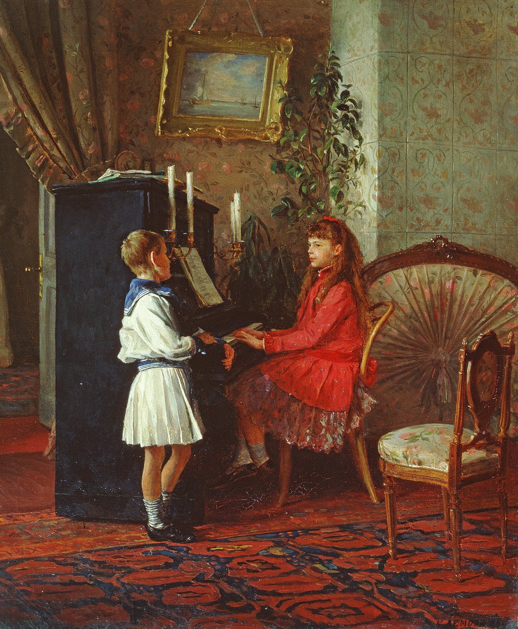 Barn ved pianoet, 1886 av Kirill Vikentevich Lemokh