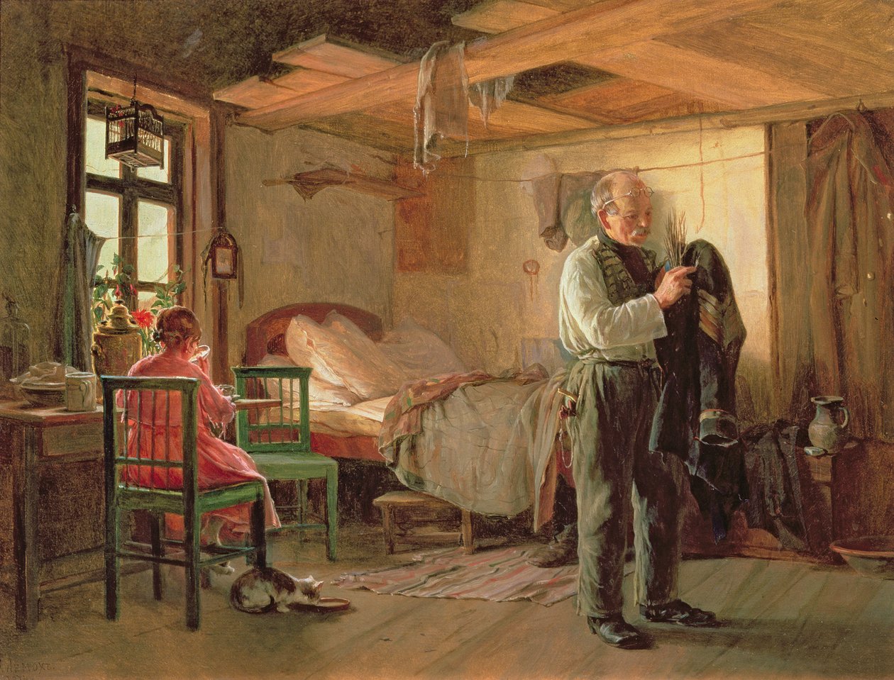 Morgen i en portnerloge, 1874 av Kirill Vikentevich Lemokh