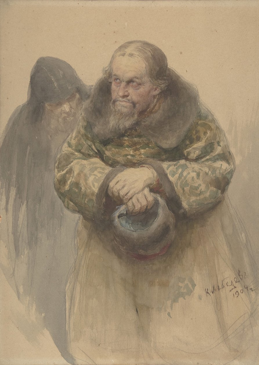 To russiske menn, 1904. av Klavdi Vasilevich Lebedev