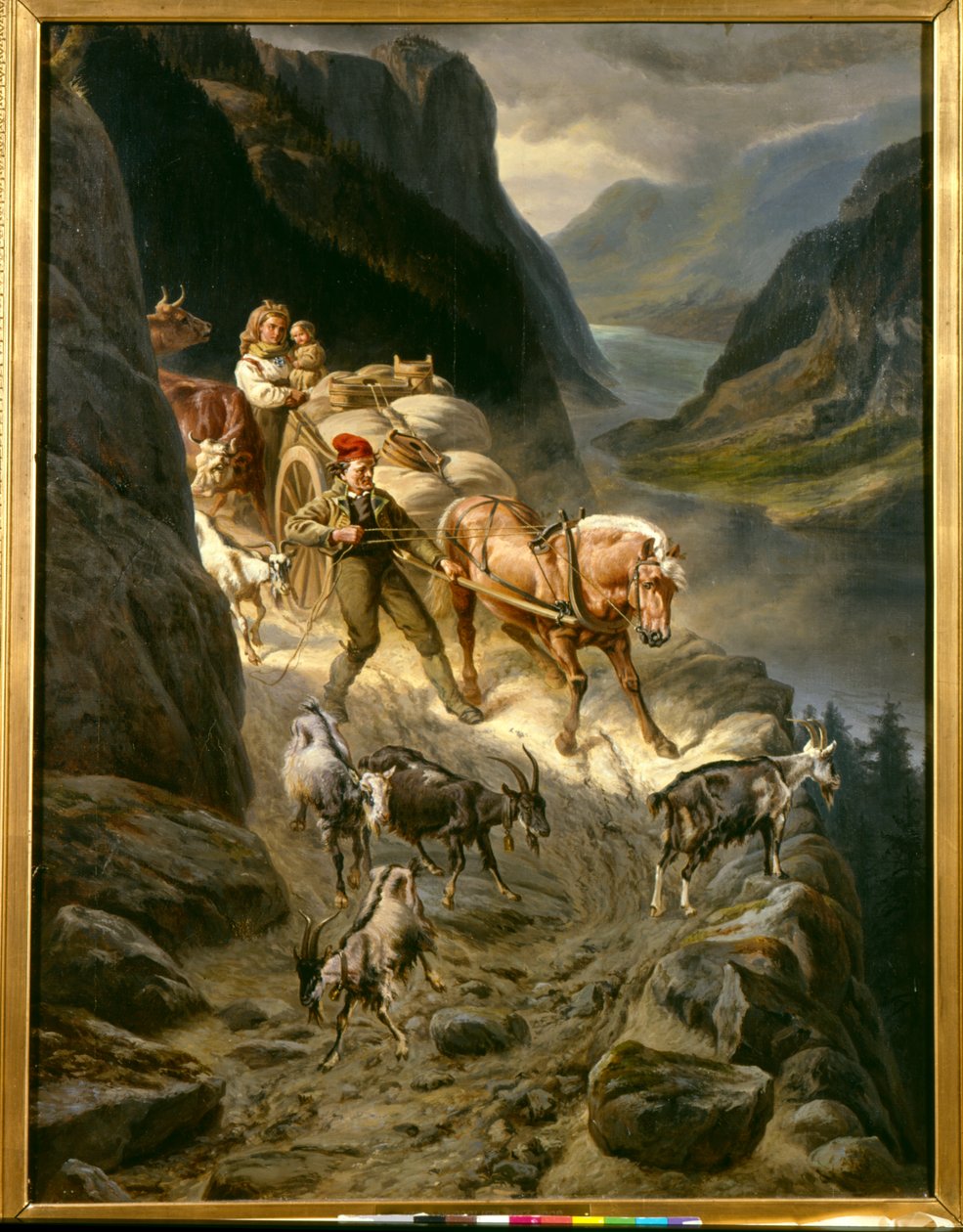Ned fra fjellet (olje på lerret) av Knud Bergslien