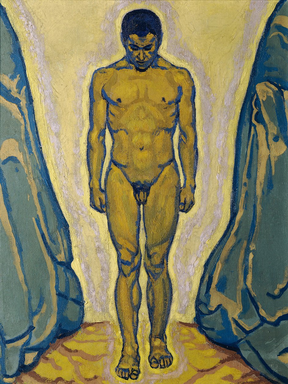 Stående mann naken mellom steiner, ca. 1915. av Koloman Moser