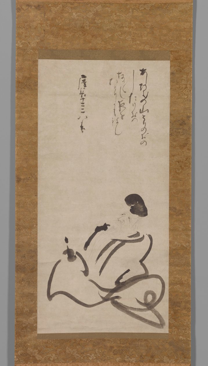 Poeten Hitomaro av Konoe Nobutada
