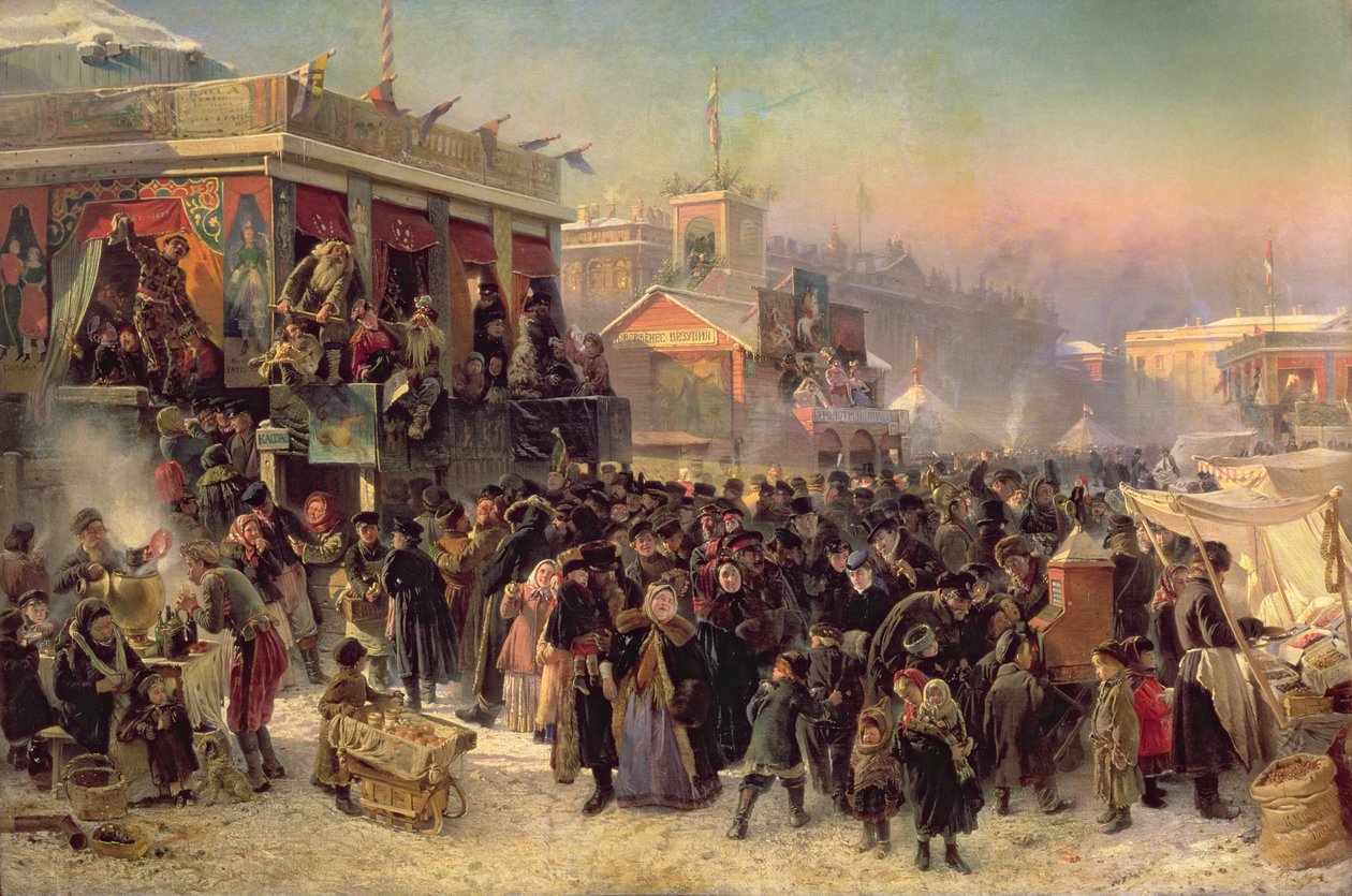 Messeboder på Admiralitetsplassen, St. Petersburg, 1869 av Konstantin Egorovich Makovsky
