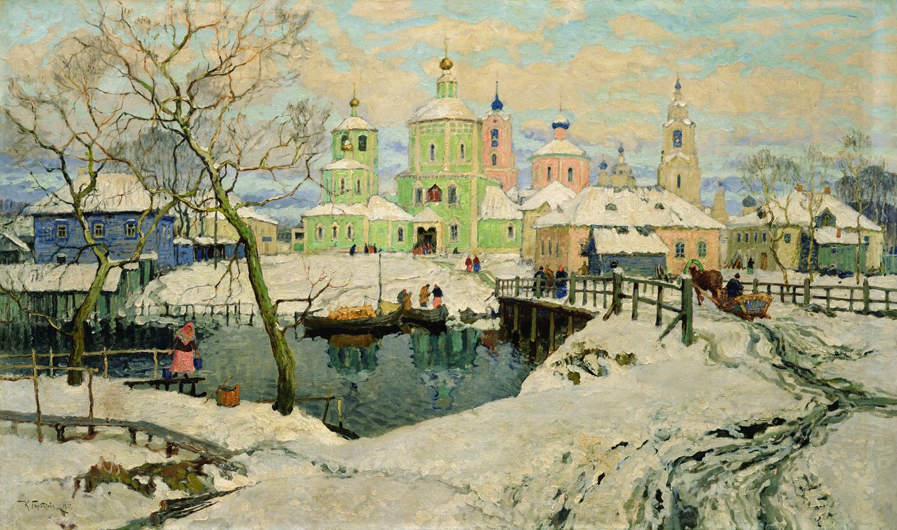 Den lille landsbyen Torzhok, 1917 av Konstantin Ivanovich Gorbatov
