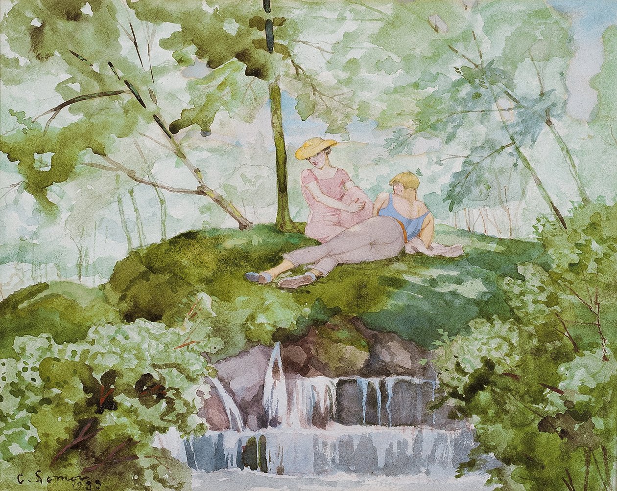 Elskere i et landskap av Konstantin Andreevic Somov