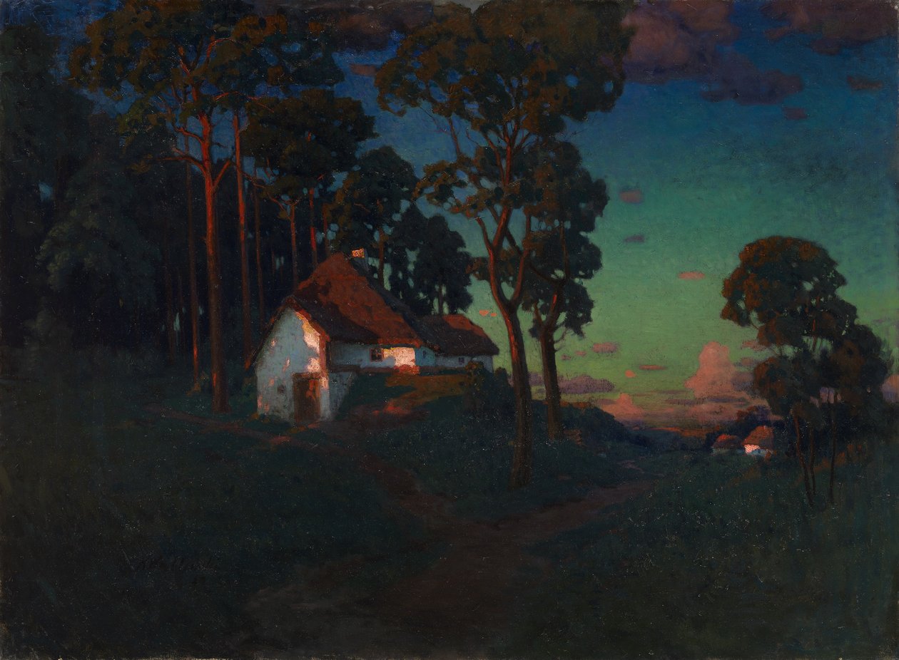 Landsby ved solnedgang, 1923 av Konstantin Wroblewski