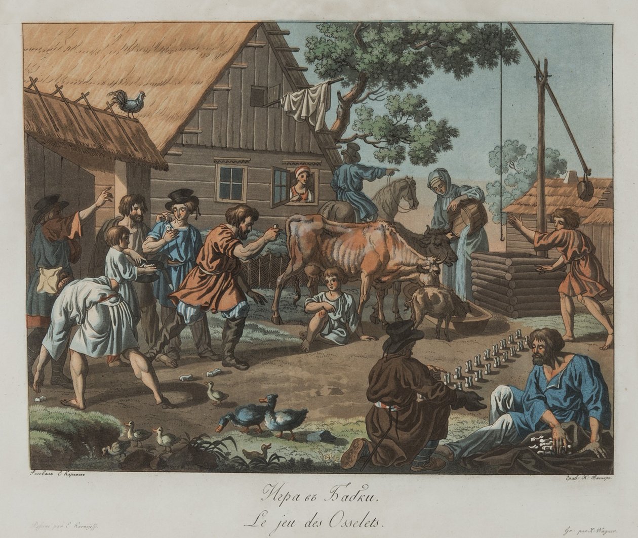 Gutter som spiller Knucklebones Babki, ca 1812 av Korneev