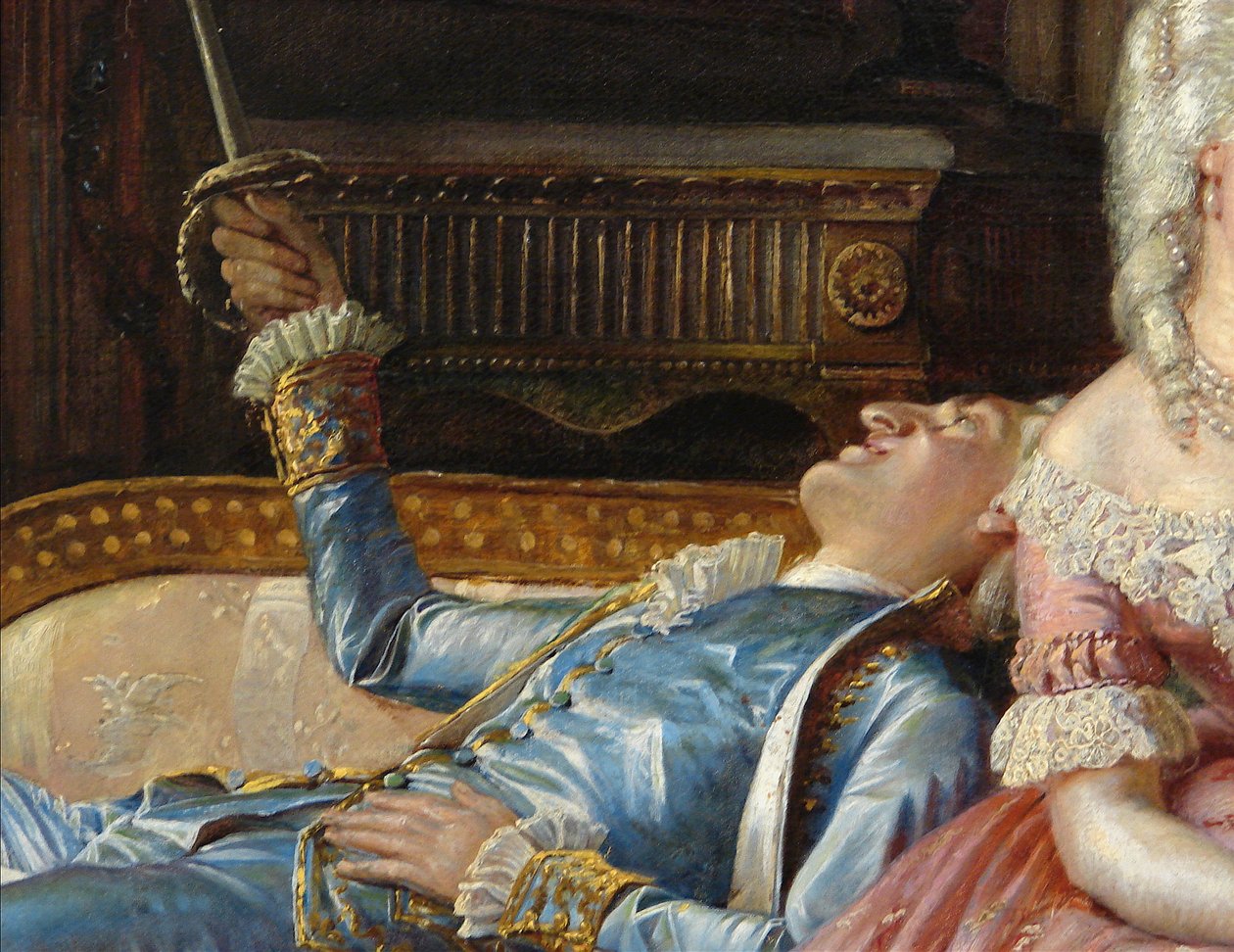 Scene fra Christian VIIs hoff, detalj av Kristian Zahrtmann