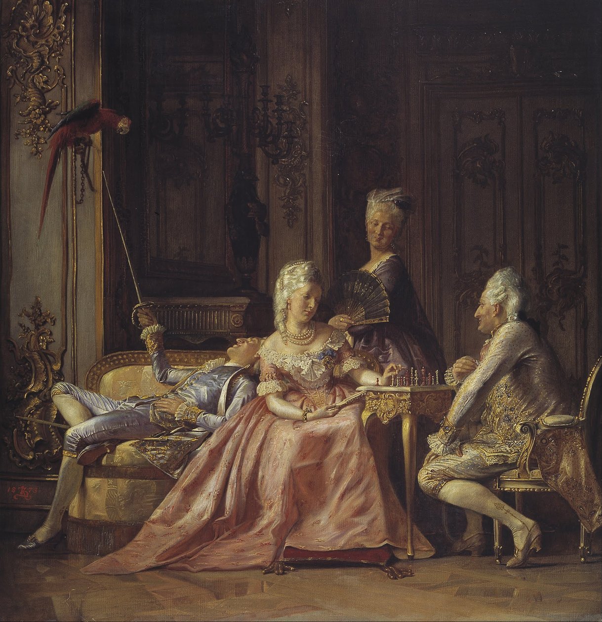 Scene fra hoffet til Christian VII av Kristian Zahrtmann