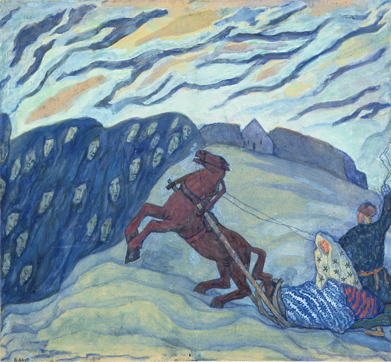 Return Homewards, 1920 (tempera på lerret) av Kristjan Raud