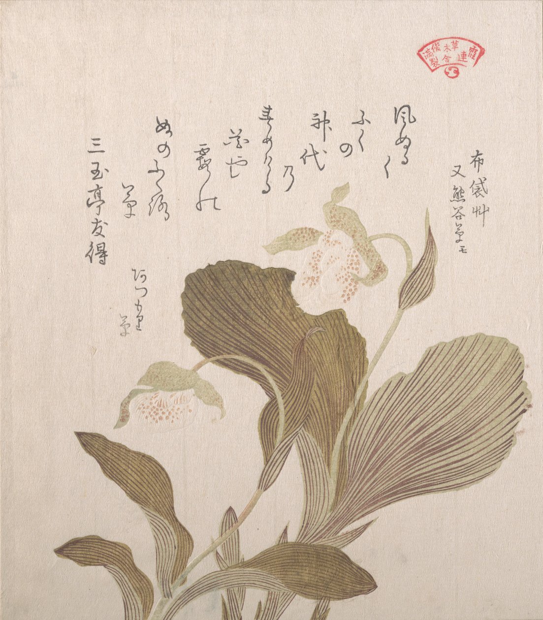 Hotei blomster, 1800-tallet. av Kubo Shunman