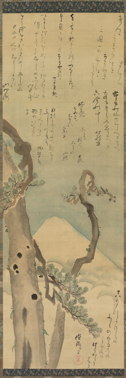 Fuji-fjellet gjennom Pines, sent på 1700-tallet – tidlig på 1800-tallet. av Kubo Shunman