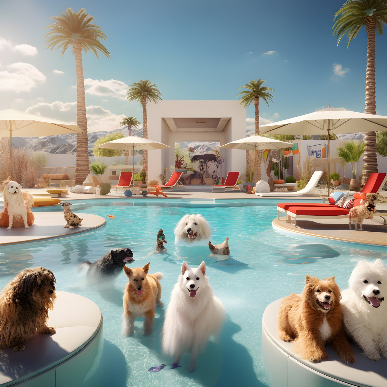 Hundebassengfest i Palm Springs 1 av Kurt Heppke