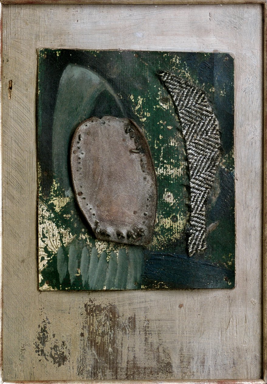 Brun og grønn montering (maleri av Kurt Schwitters