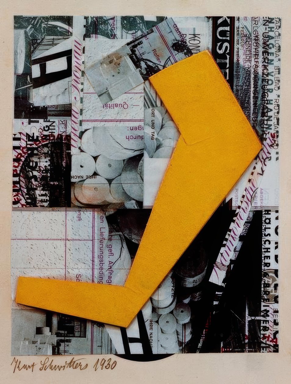 Uten tittel (med gul form) av Kurt Schwitters