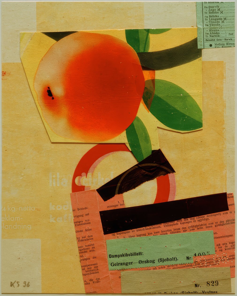 Uten tittel (med rødt eple) av Kurt Schwitters