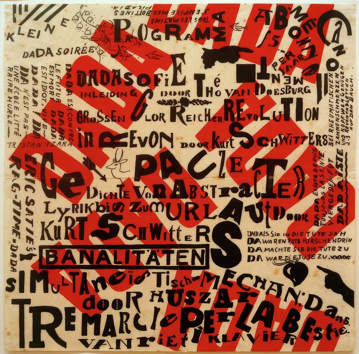 Plakat for en liten Dada soirée av Kurt Schwitters