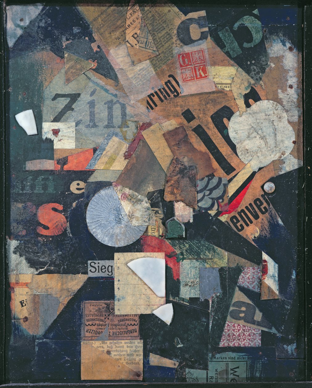 Victory (olje og collage på avis) av Kurt Schwitters