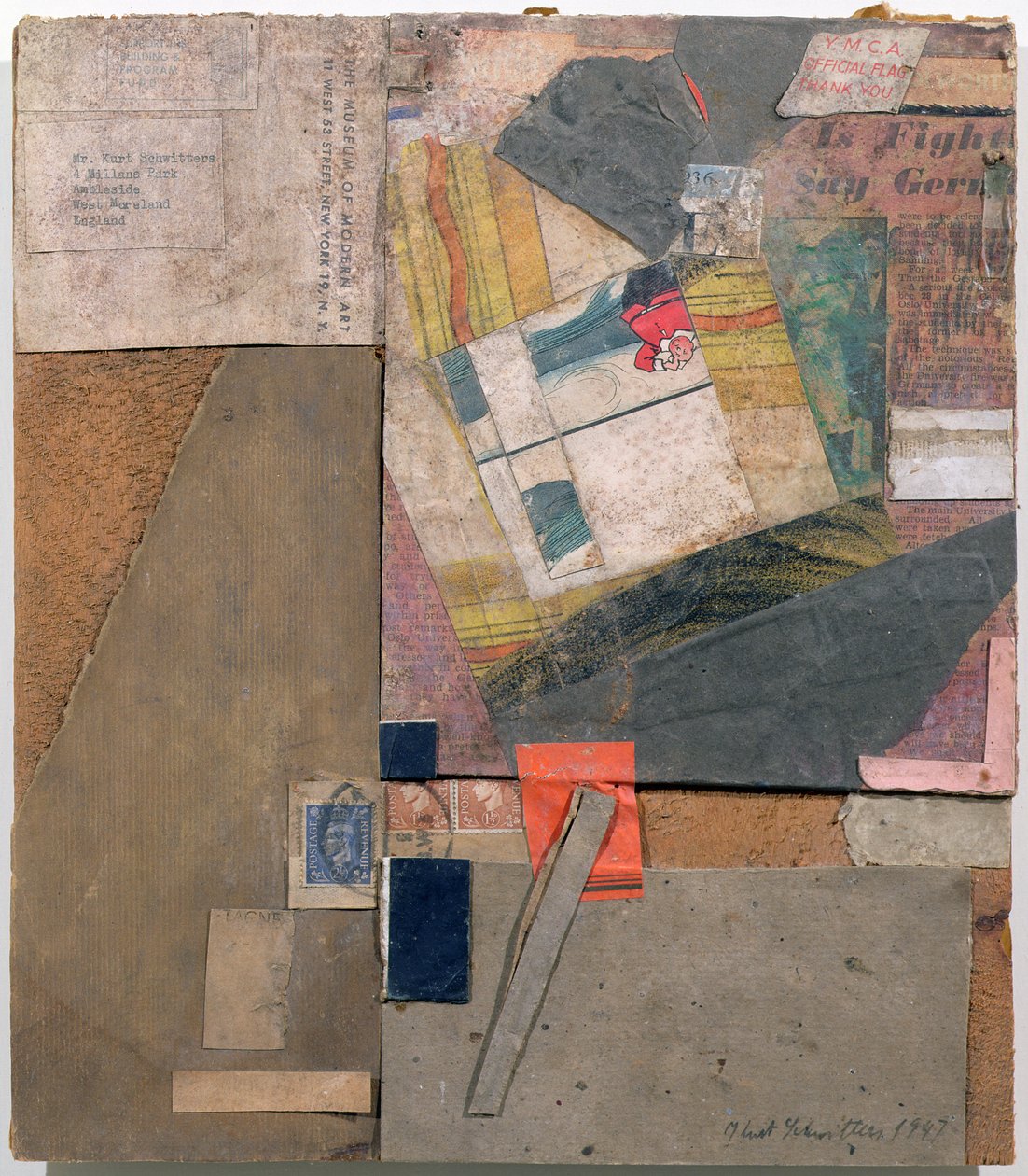 YMCA-flagg, takk, Ambleside, 1947 av Kurt Schwitters