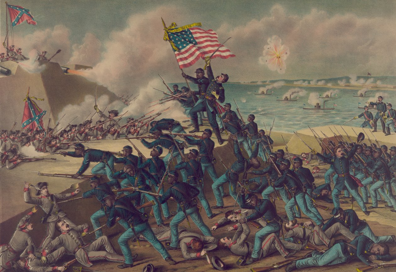 Storming Fort Wagner, 1890 av Kurz and Allison