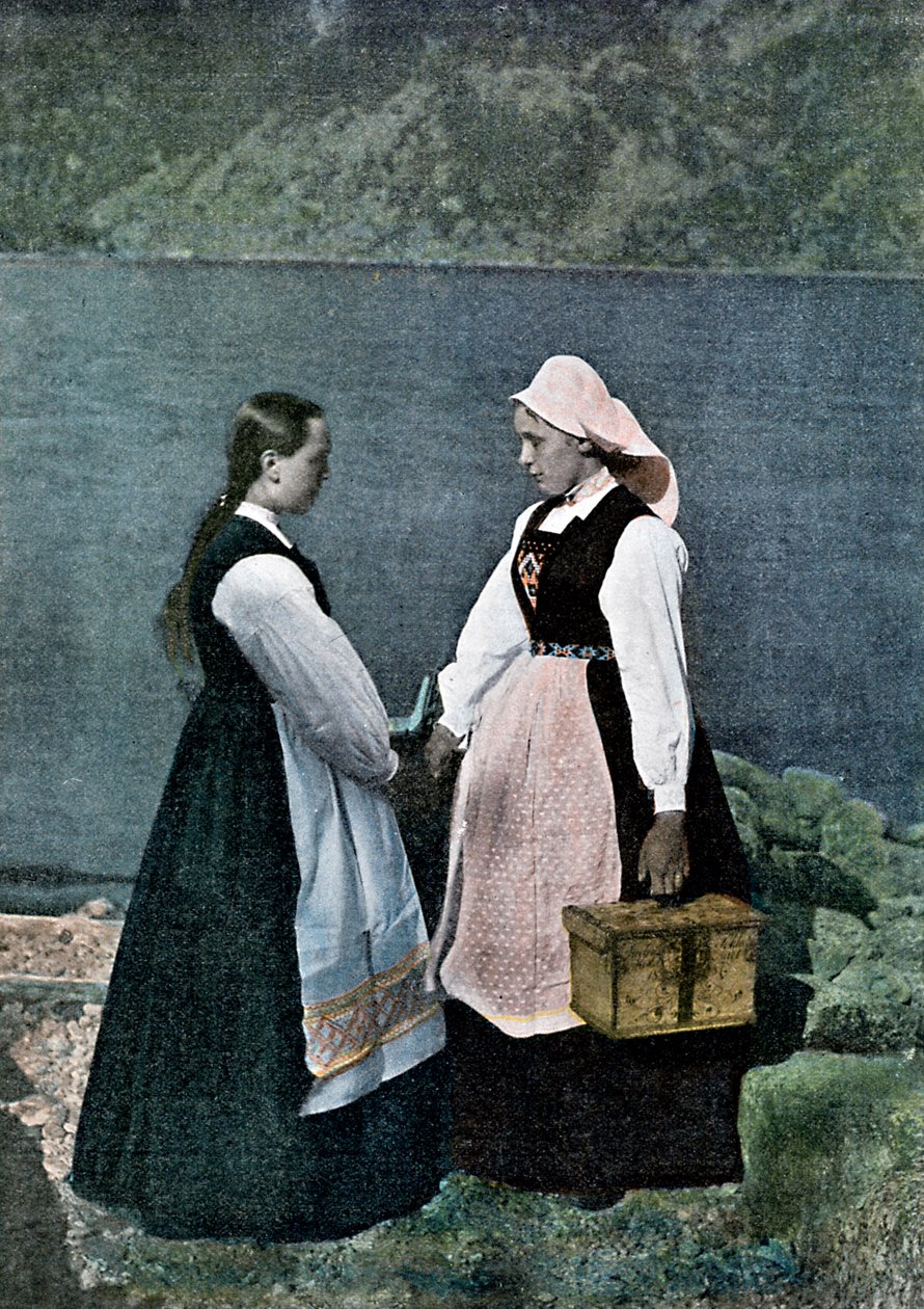 Postkvinne, Sognafjorden, Norge, c1890 av L Boulanger