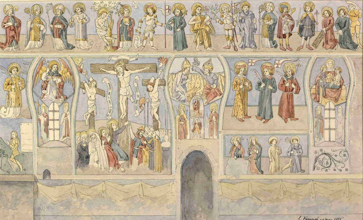 Fresk med korsfestelsen i det lutherske kapellet på Turjakun av Ladislav Benesch