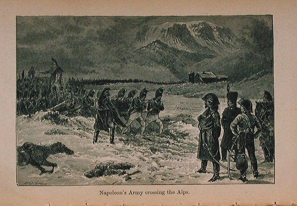 Napoleons hær krysser Alpene, illustrasjon fra Little Arthur