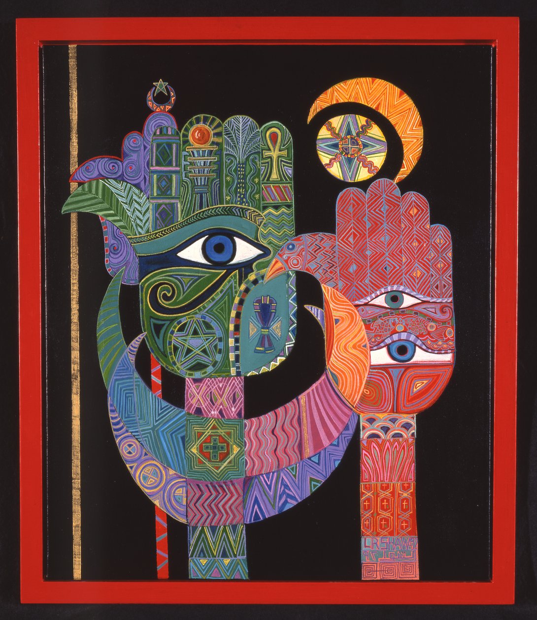 Symboler, 1992 (akryl på lerret) av Laila Shawa